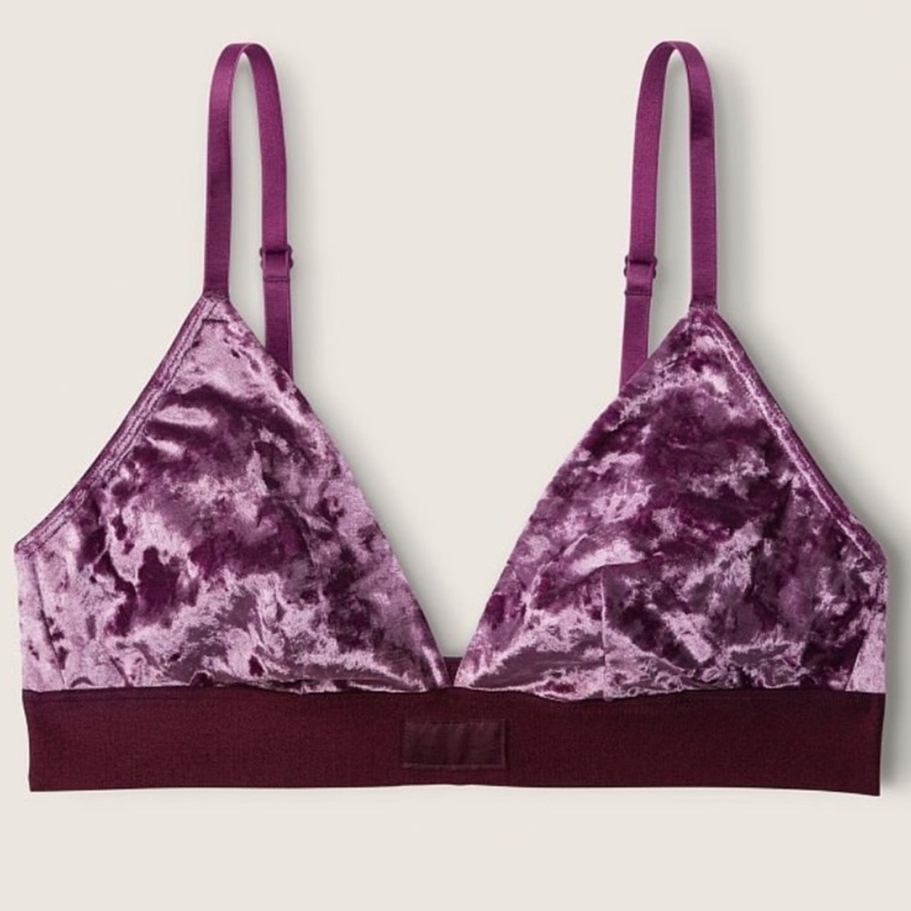 ♥️VS PINK Velvet Triangle Bralette purple NWT